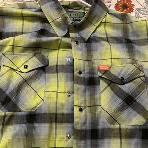 DIXXON Men's Lime and Black Plaid Shirt 
The Challenger